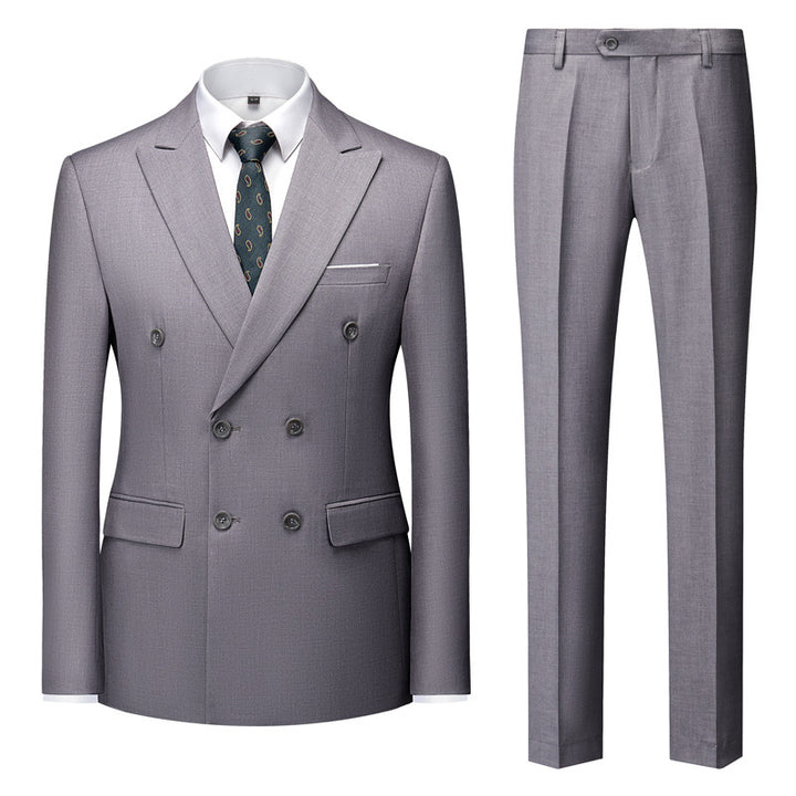Men's tailored double-breasted blazer with peak lapel and slim fit suit trousers Mune Fashion