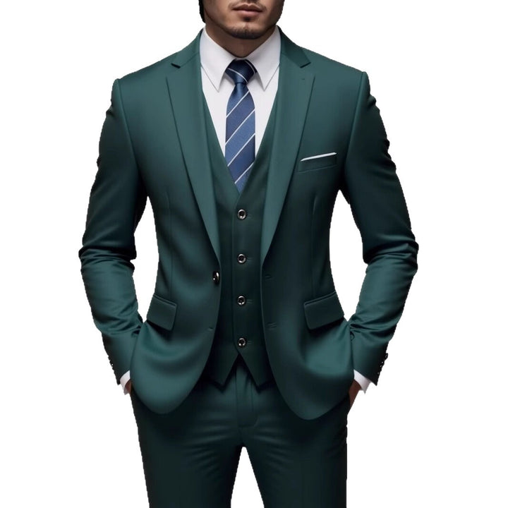Men's tailored lightweight summer three-piece suit made of microfiber with slim lapels Mune Fashion