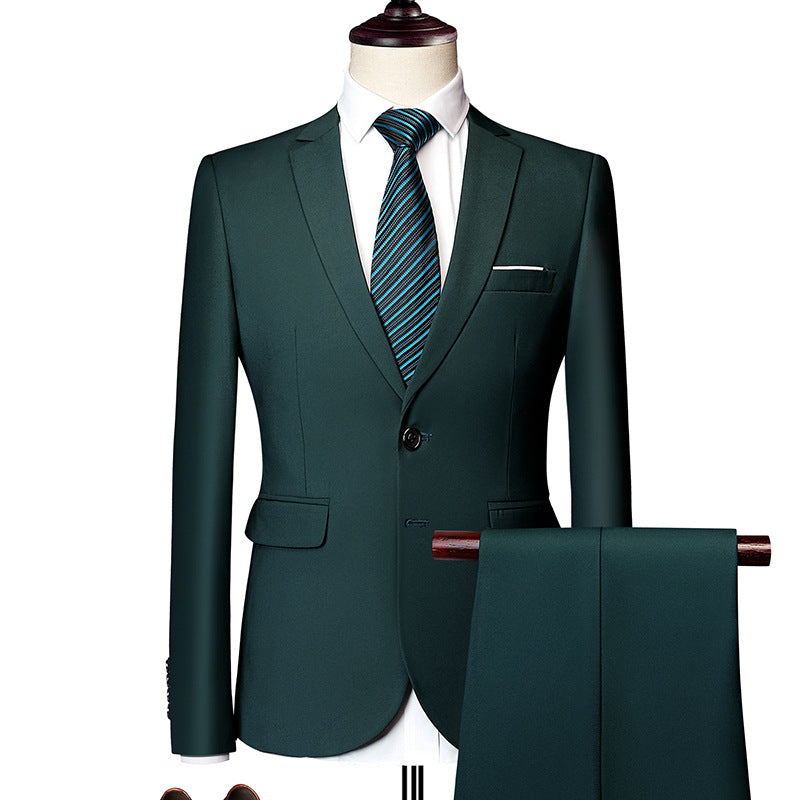 Men's Slim Fit Single-Breasted Suit Set with One-Button Blazer, Slim Suit Pants with Crease and Elastic Stretch Fabric Mune Fashion
