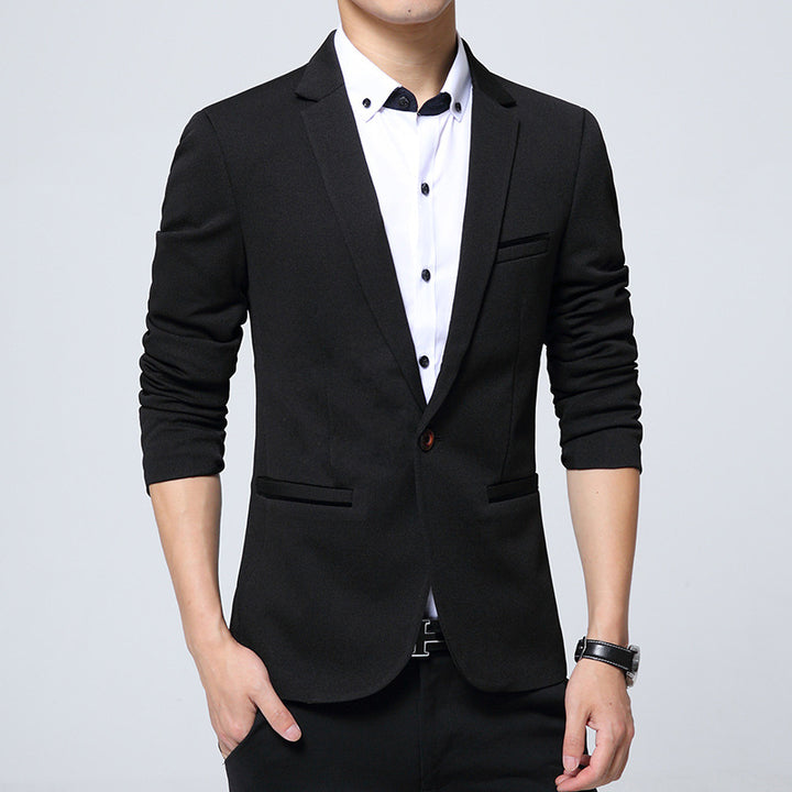 Men's fitted single-button blazer with narrow lapels and stretch content Mune Fashion