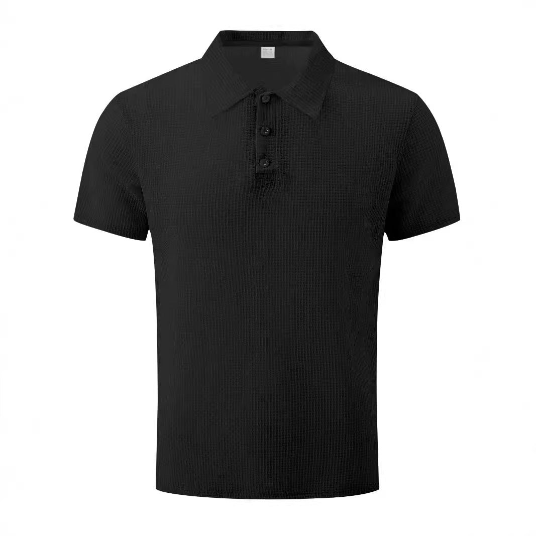 Men's nano microstructure polo shirt with shirt collar, subtle button placket, and breathable jersey Mune Fashion