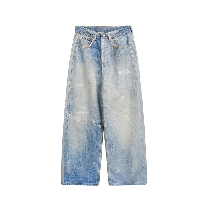 Women's Wide Cropped Jeans with High Waist, Straight Leg and Destroy Details Mune Fashion