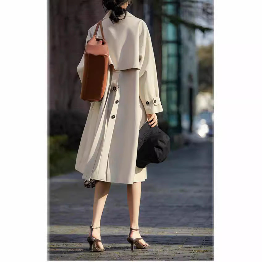 Ladies Fashion Trench Coat with Waist Belt and Chic Design Mune Fashion