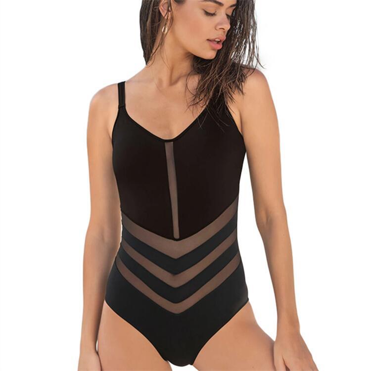Women One-Piece Swimsuit with Refined Cut and Fashionable Color Accent Mune Fashion