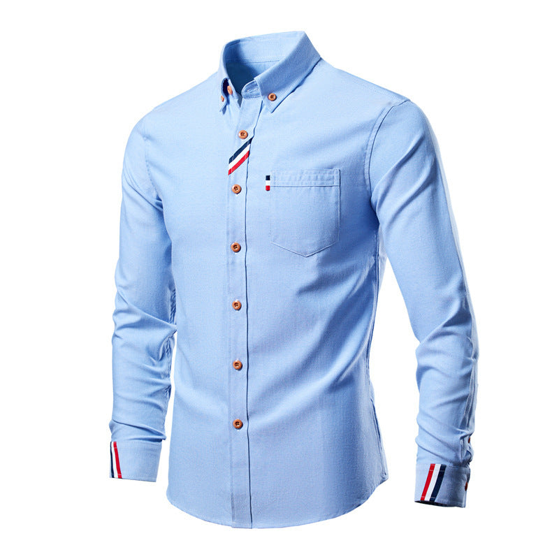 Men's slim-fitting business shirt with button-down collar and contrast trim on cuffs Mune Fashion