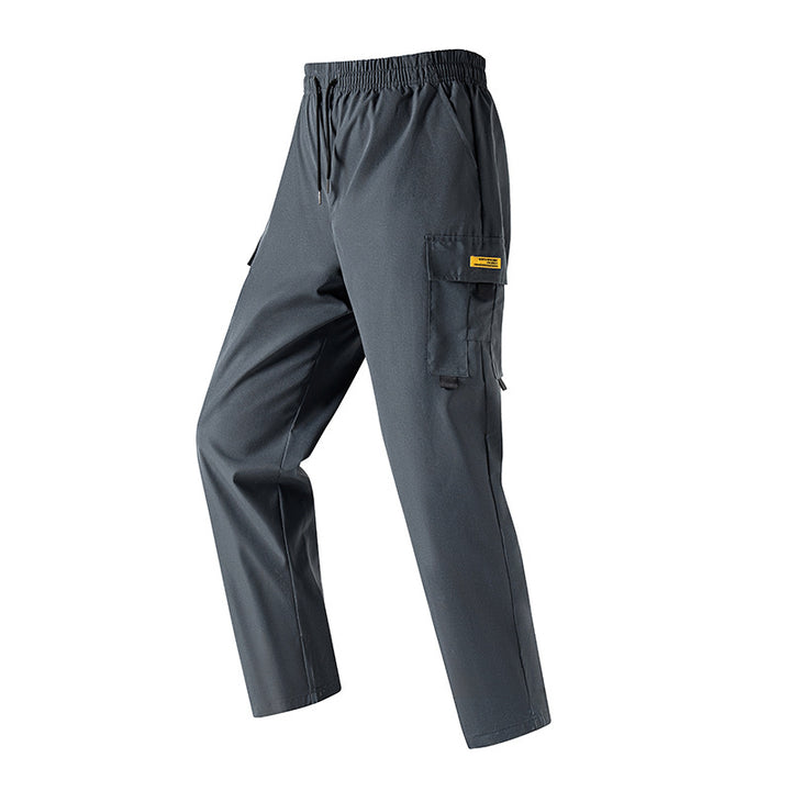 Men's Lightweight Utility Cargo Pants with Elastic Waistband, Drawstring & Side Flap Pocket Mune Fashion