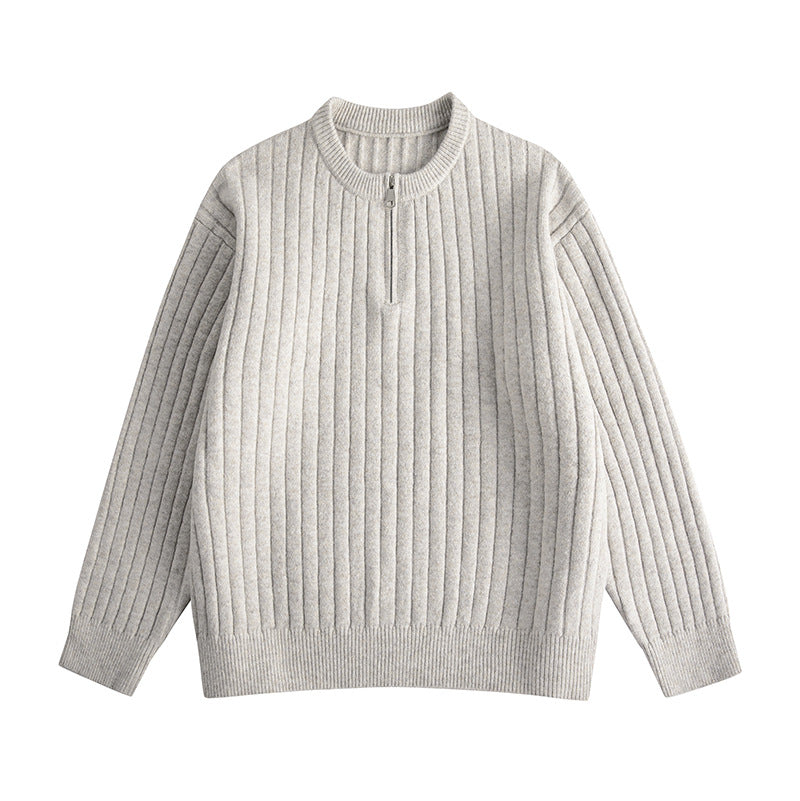 Men's coarse structure half-zip knit sweater with ribbed structure Mune Fashion