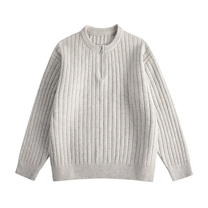 Men's coarse structure half-zip knit sweater with ribbed structure Mune Fashion