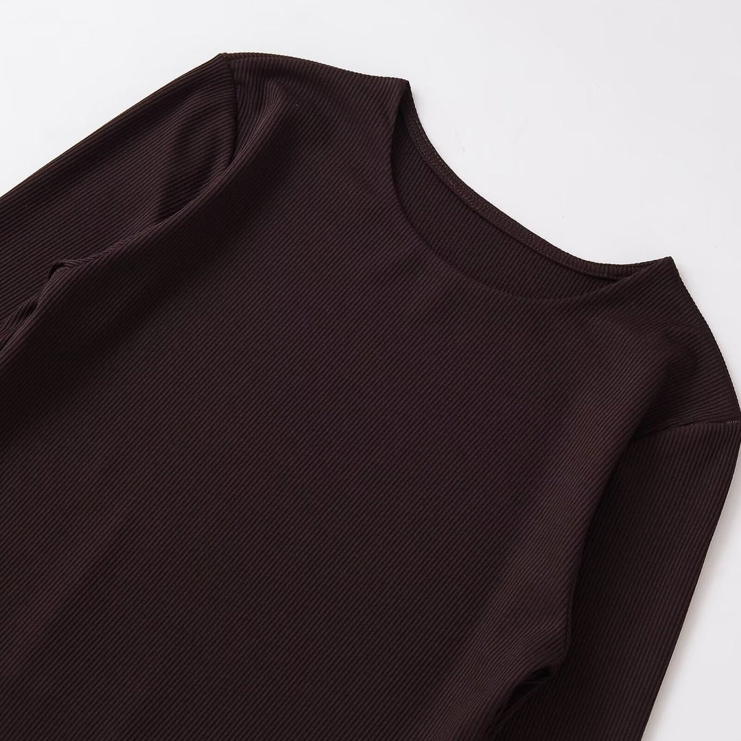 Women's Fitted Ribbed Long Sleeve with Flared Bell Sleeves Mune Fashion