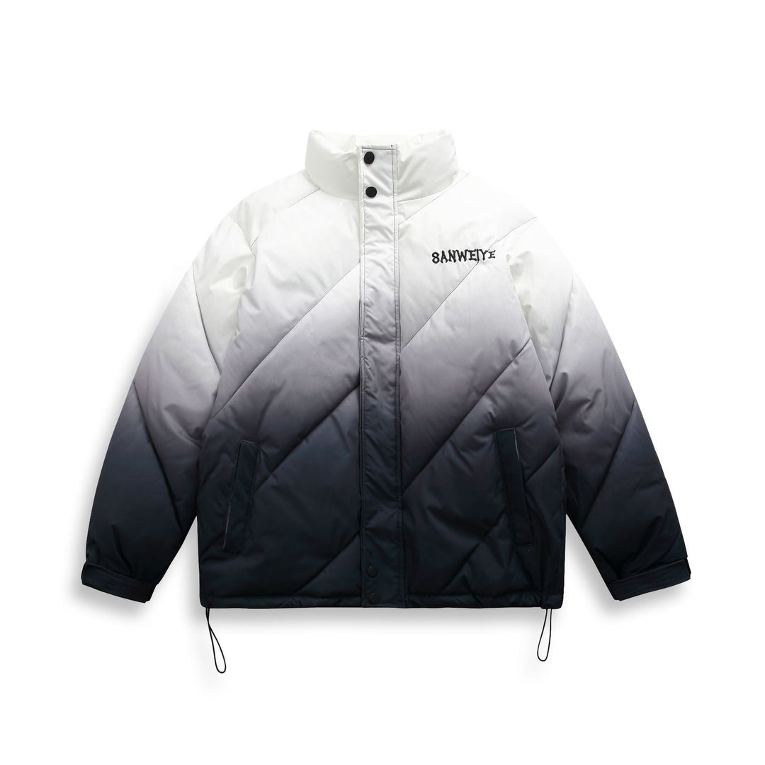 Unisex Short Cut Padded Jacket with Ombre Gradient and Diagonally Quilted Structure Mune Fashion