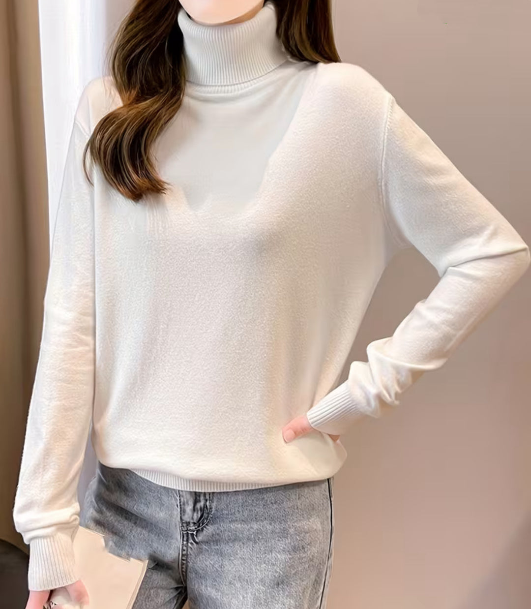 Women's turtleneck sweater with dropped fit and ribbed cuffs Mune Fashion