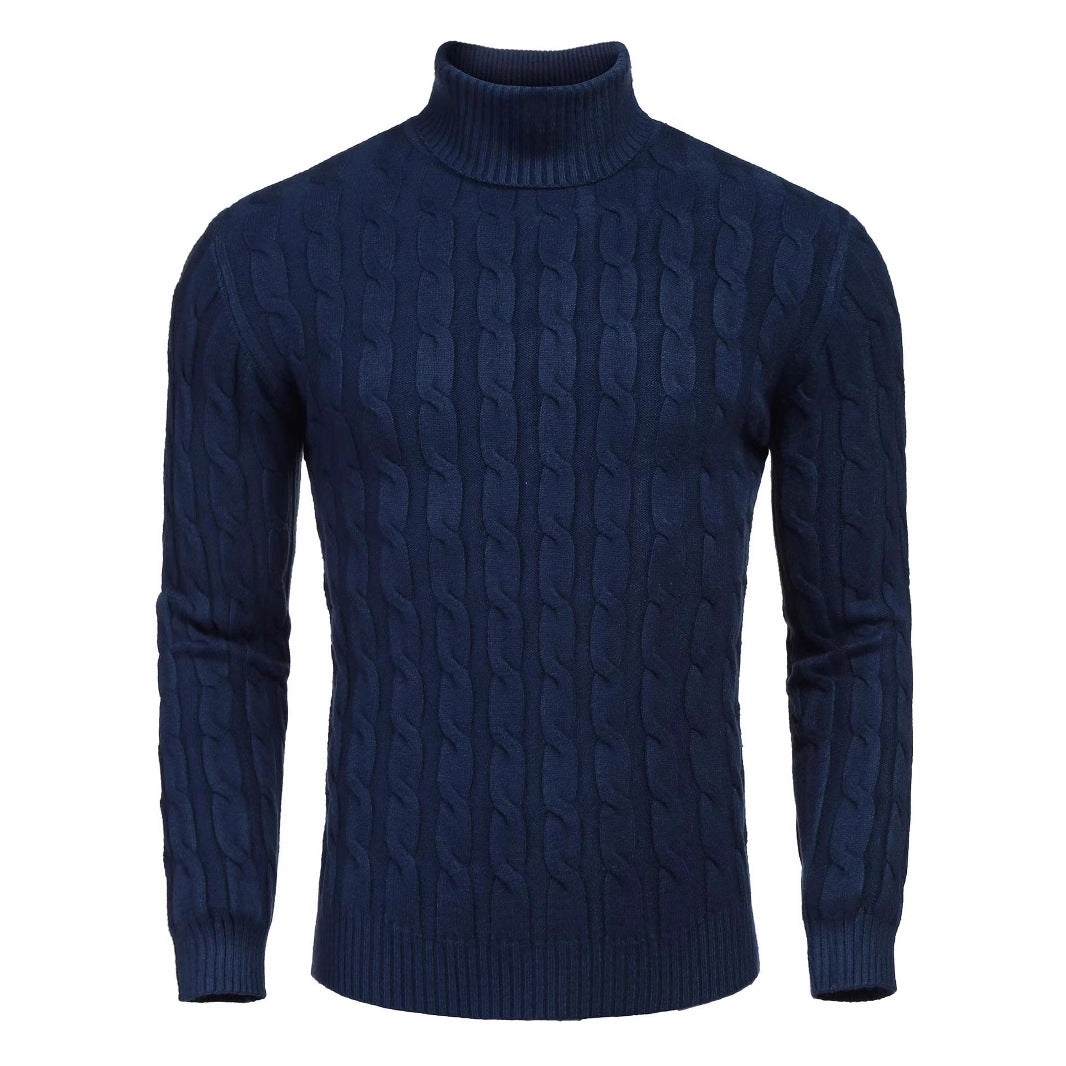 Men's fine knit sweater with high collar