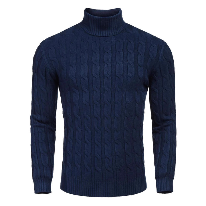 Men's fine knit sweater with high collar