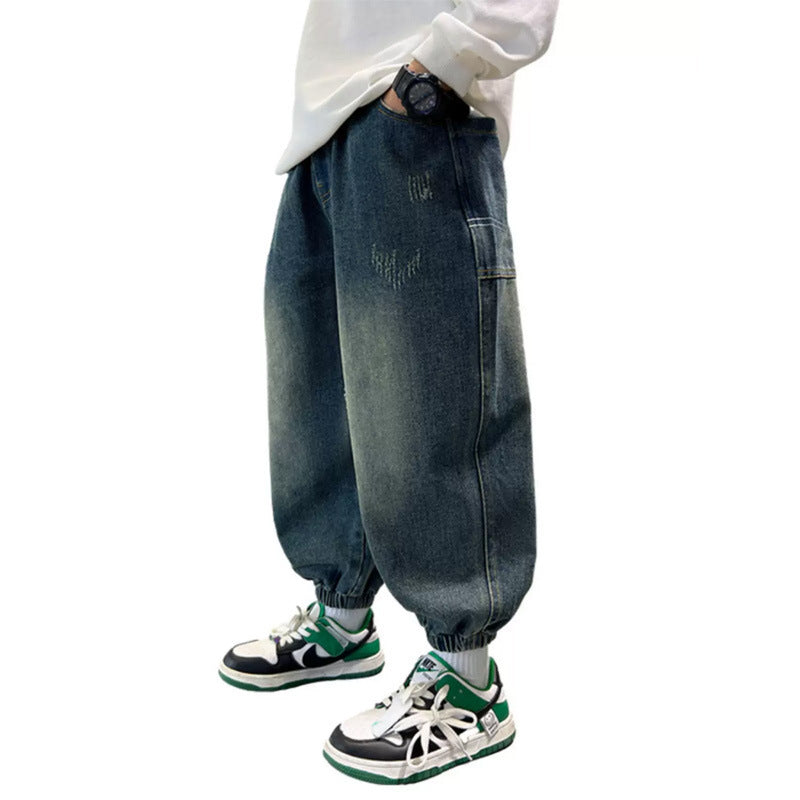Unisex casual baggy jeans with elastic waistband Mune Fashion