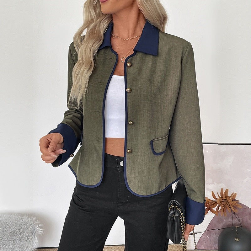 Women's Fashion Blazer Jacket with Contrasting Sleeves Mune Fashion