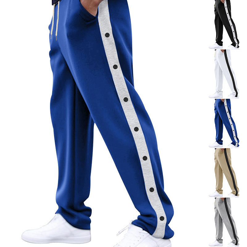 Men's relaxed fit joggers with snap button side stripe and elastic drawstring waistband Mune Fashion