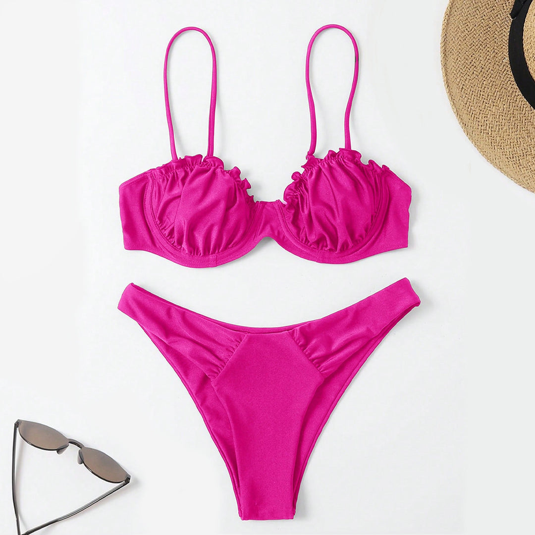 Ladies Push-Up Bikini with Ruching and Adjustable Straps Mune Fashion