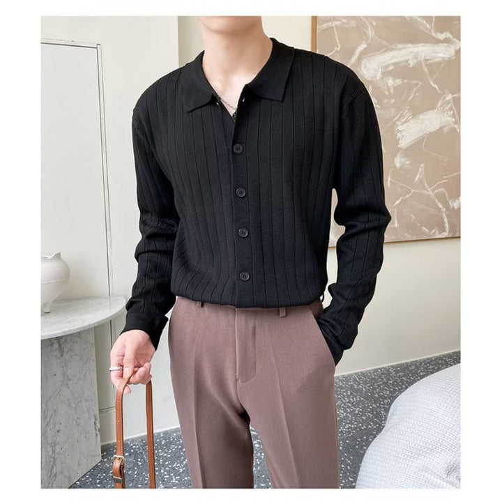 Men's Elegant Long Sleeve Polo Shirt with Structure Mune Fashion
