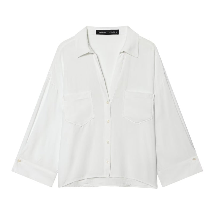Women Oversized Shirt Blouse made of light cotton blend with stripe pattern and three-quarter sleeves Mune Fashion