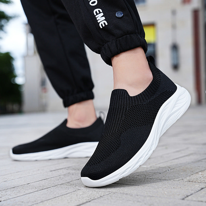 Unisex nan elastic knitted slip-on shoe with ergonomic cushioning sole and heel tab Mune Fashion