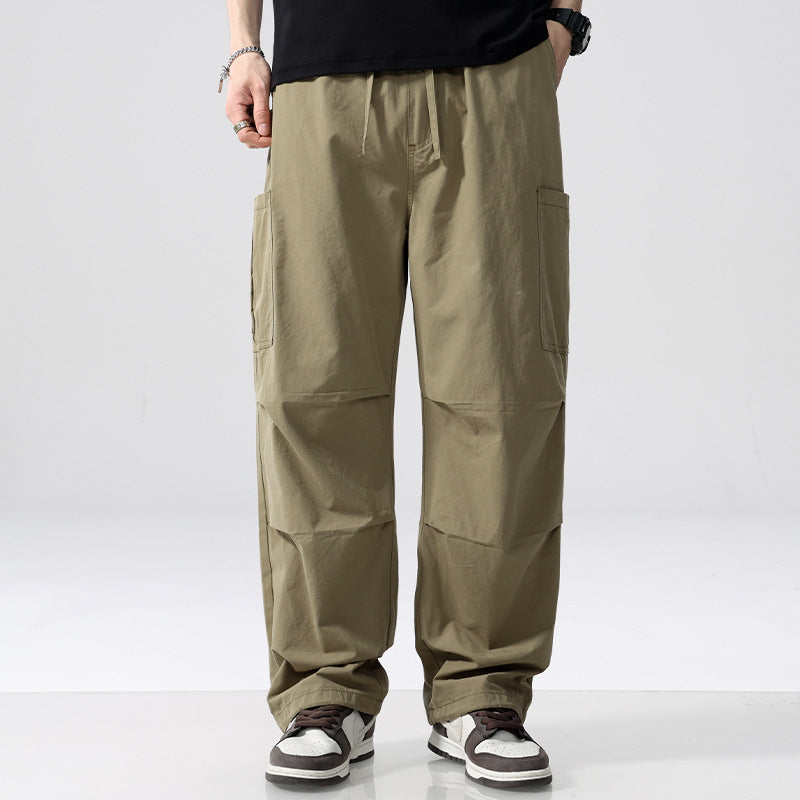 Men's Loose Cargo Pants in Utility Style with Drawstring and Patch Side Pockets Mune Fashion