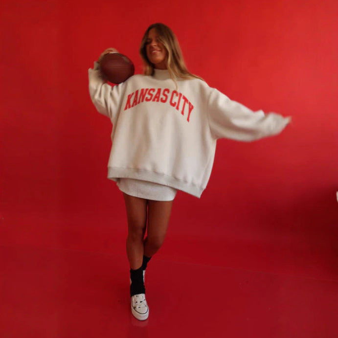 Women's oversized sweatshirt with teddy bear print and stand-up collar Mune Fashion