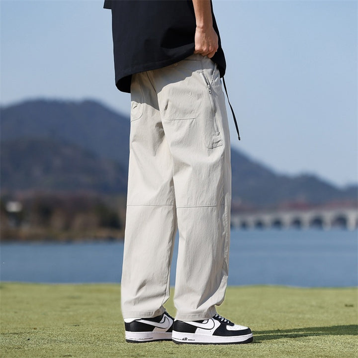 Men's Lightweight Tech Cargo Pants with Elastic Waistband, Side Zippers & Quick Release Belt Mune Fashion