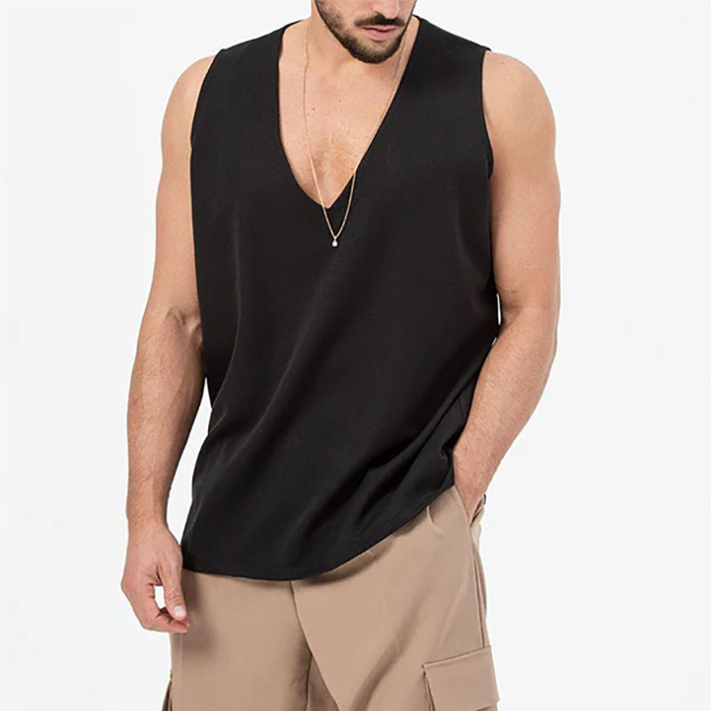 Men's deeply cut sleeveless top with V-neck and relaxed flowing fit Mune Fashion