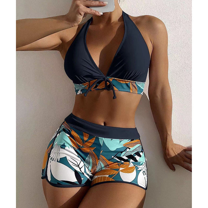 Ladies Sporty Crop Top Bikini Set with Floral Print Mune Fashion