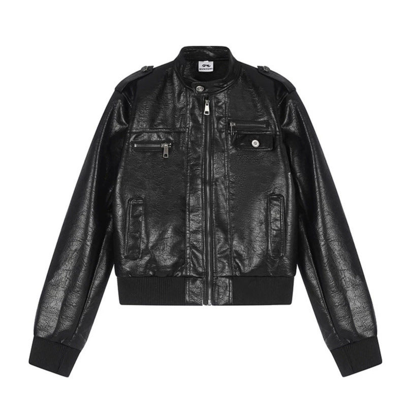 Men's Leather Look Bomber Jacket Mune Fashion