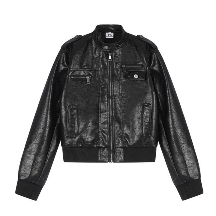 Men's Leather Look Bomber Jacket Mune Fashion