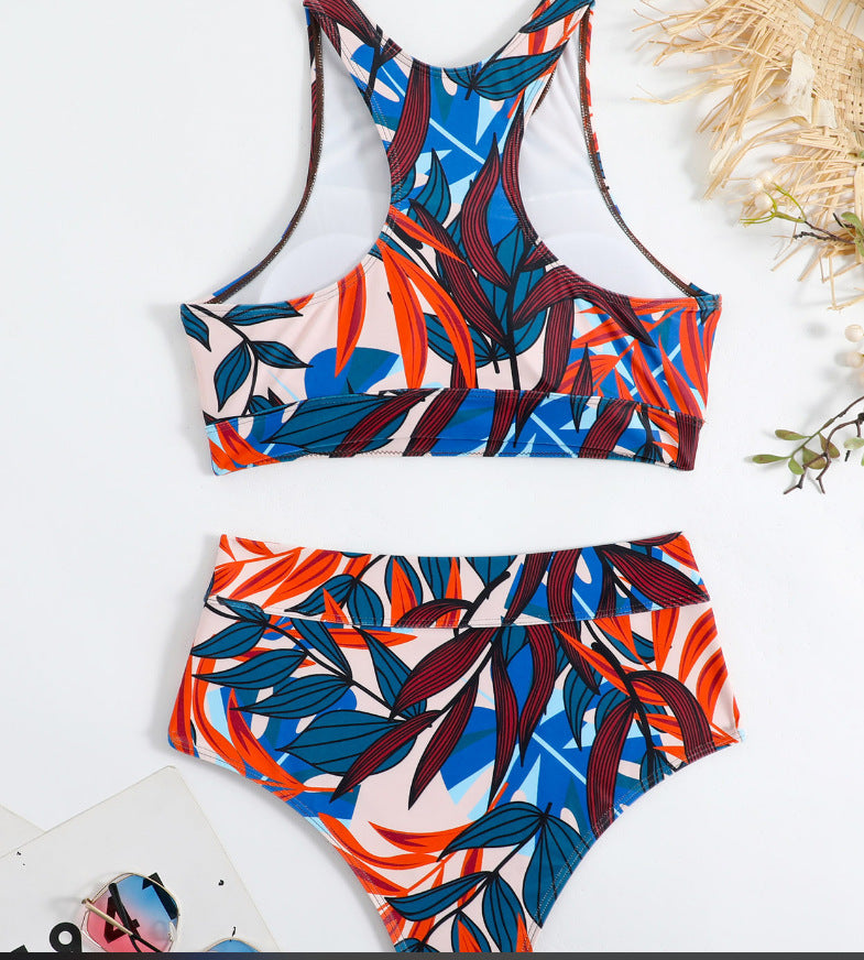 Women's Sports Bikini Set with High Waist and Racerback Mune Fashion