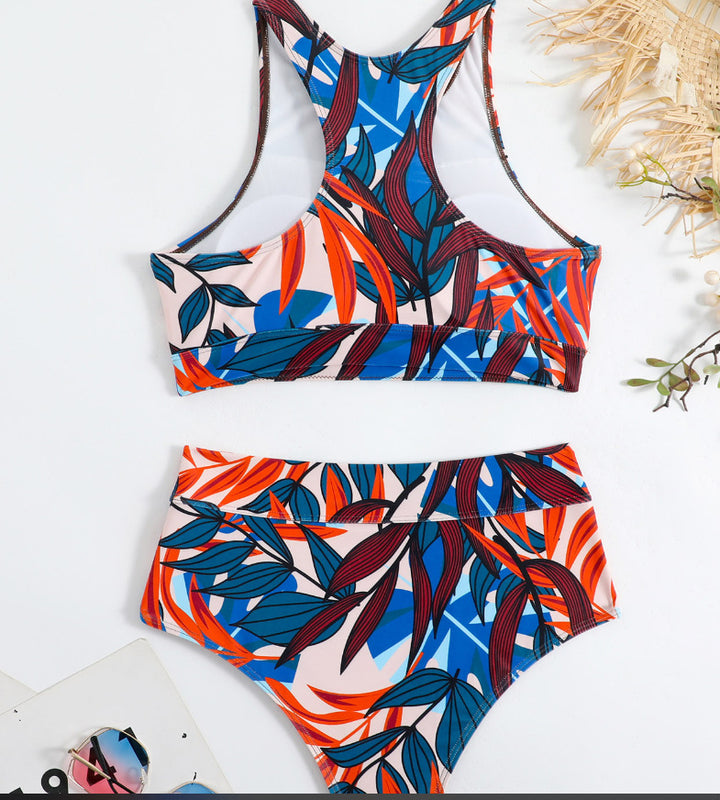 Women's Sports Bikini Set with High Waist and Racerback Mune Fashion
