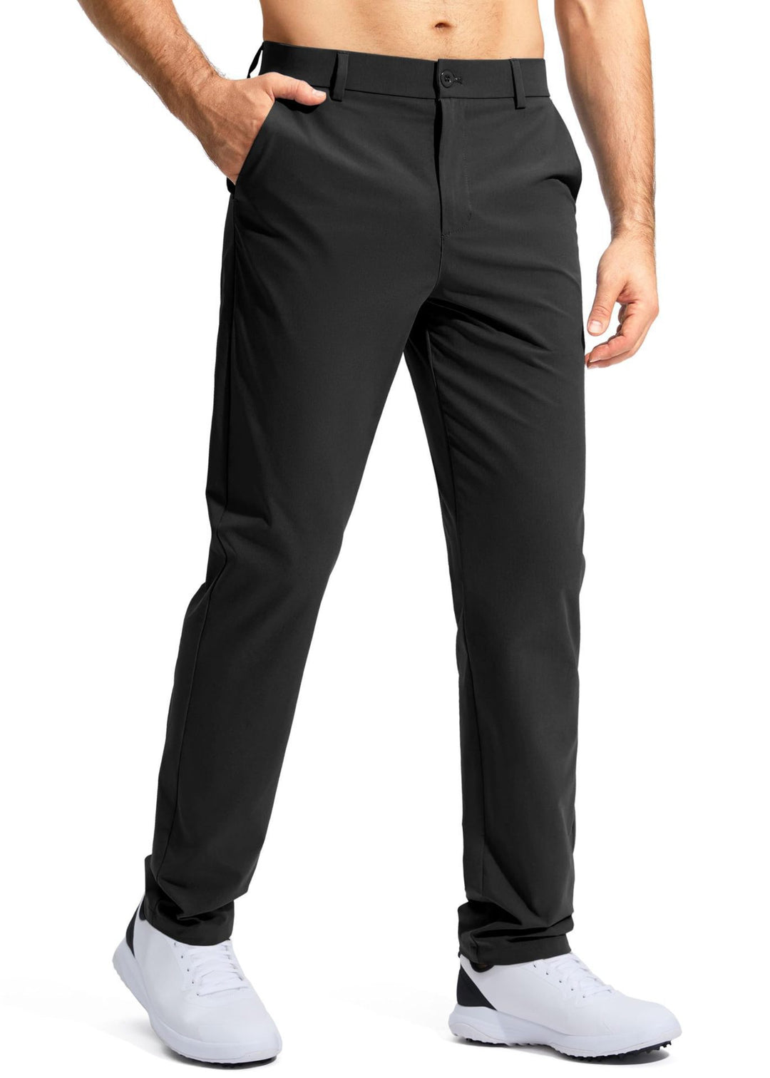 Men's elastic golf twill pants with straight cut, wrinkle-free material and concealed zipper pocket Mune Fashion