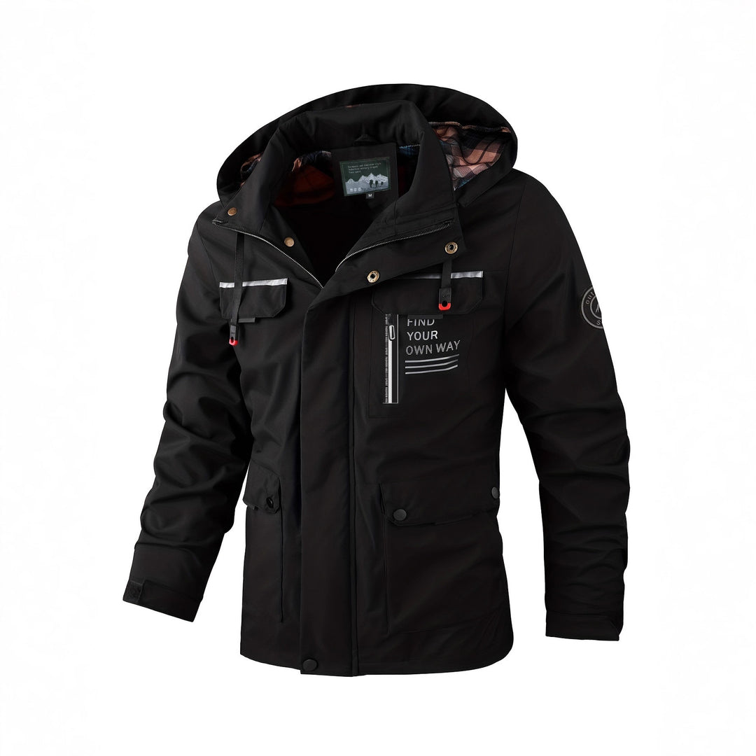 Men's light softshell parka with water-repellent coating, hood and multifunctional pockets Mune Fashion