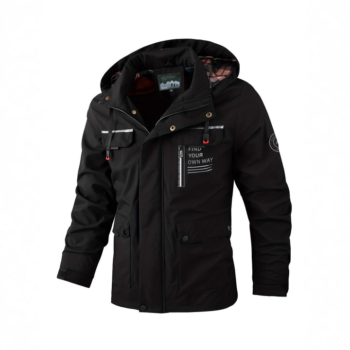 Men's light softshell parka with water-repellent coating, hood and multifunctional pockets Mune Fashion