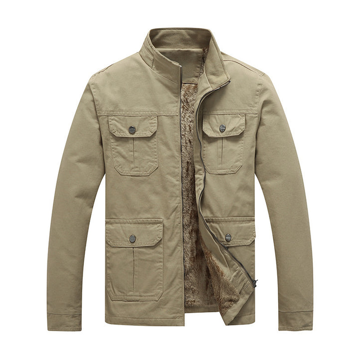 Men's Utility Field Jacket made of cotton canvas with teddy lining and stand-up collar Mune Fashion