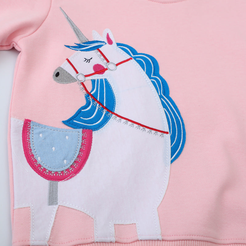 Girl sweatshirt with cute unicorn applique Mune Fashion