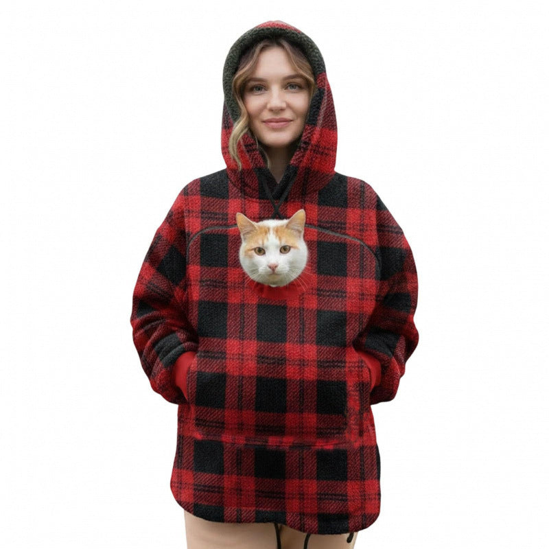 Women’s hoodie with integrated cat cave and extra soft fleece Mune Fashion