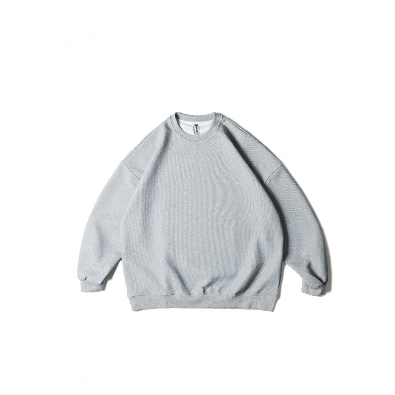 Unisex Loose-Fit Sweatshirt with Waffle Structure, Crew Neck and Ribbed Cuffs Mune Fashion