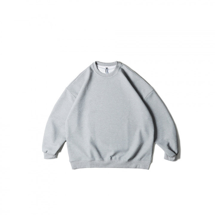 Unisex Loose-Fit Sweatshirt with Waffle Structure, Crew Neck and Ribbed Cuffs Mune Fashion