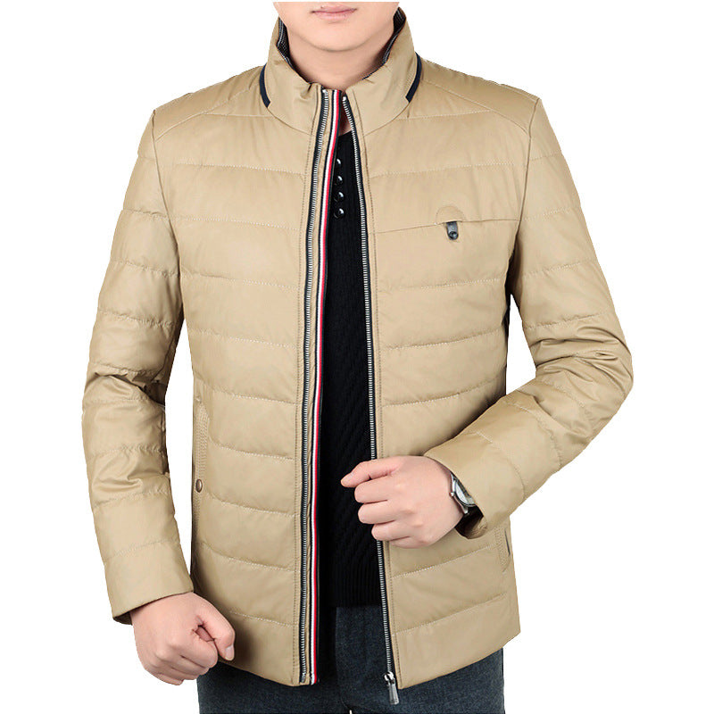 Men's Quilted Short Jacket with Teddy Collar and Crest Application Mune Fashion