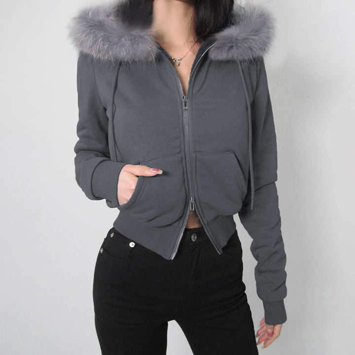 Women nan tailored bomber jacket with wide ribbed waistband, two slanted pockets and decorative zipper details Mune Fashion