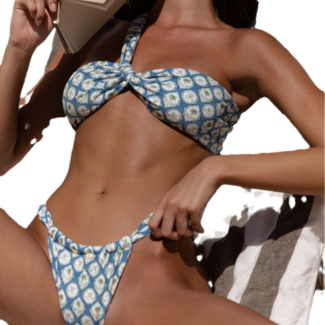 Women's bandeau bikini with asymmetrical straps and fashionable wrap details Mune Fashion