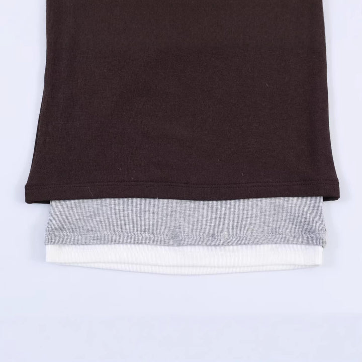 Women's Layered Look Long Sleeve with Integrated Short Sleeve Overlay Mune Fashion