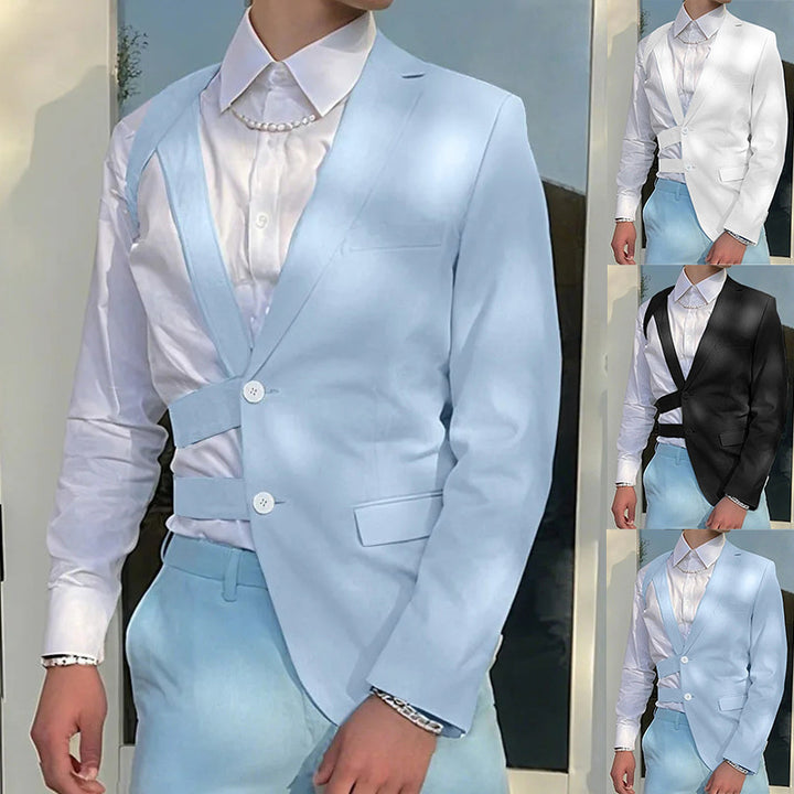 Women's nan asymmetrical blazer with strap details and lapel collar Mune Fashion