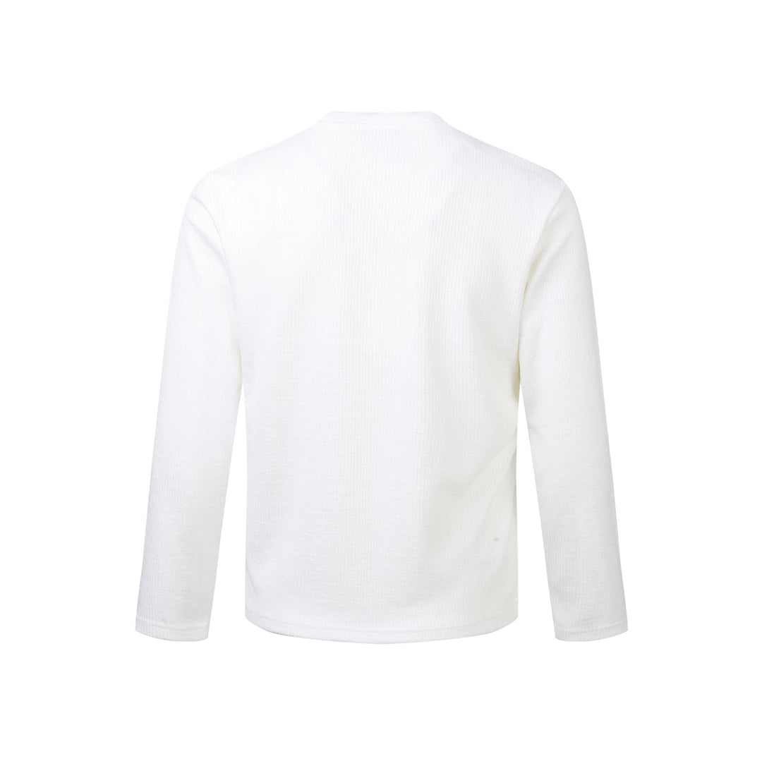 Unisex Ribbed Long Sleeve Shirt with Crew Neck and Distressed Graphic Print Mune Fashion