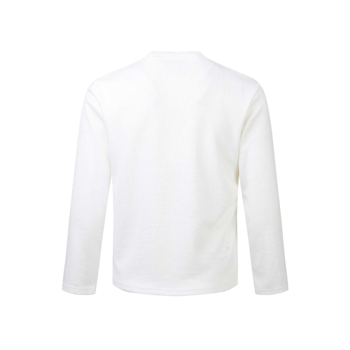 Unisex Ribbed Long Sleeve Shirt with Crew Neck and Distressed Graphic Print Mune Fashion