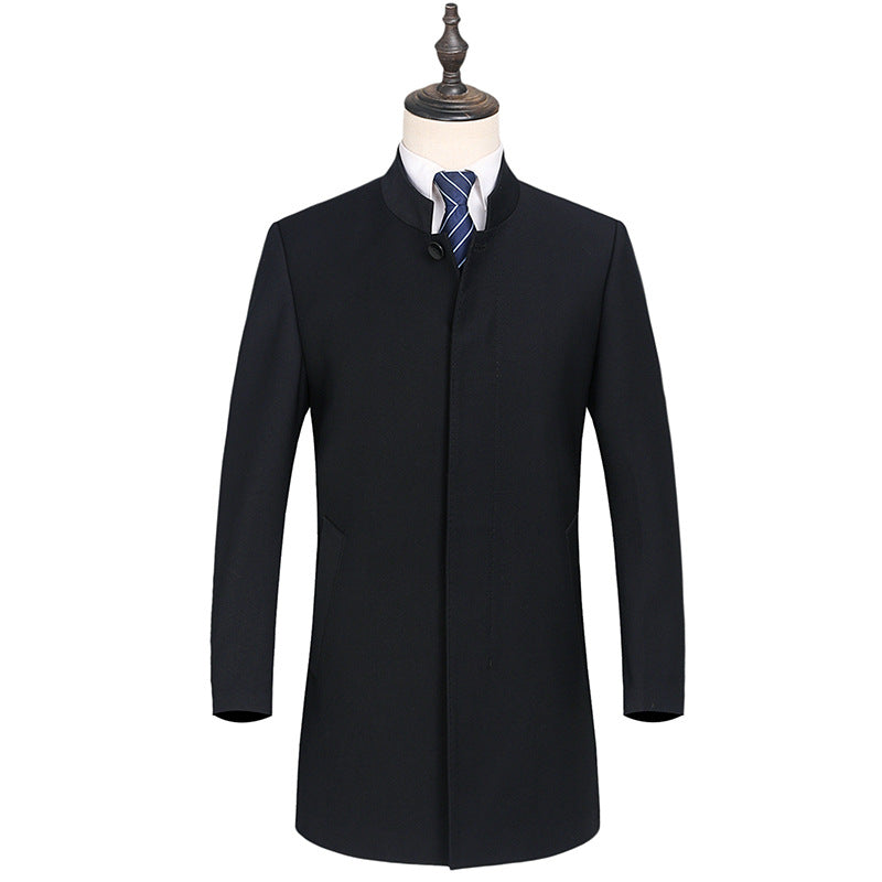 Men's stand-up collar coat made of fine wool blend single-breasted short coat Mune Fashion