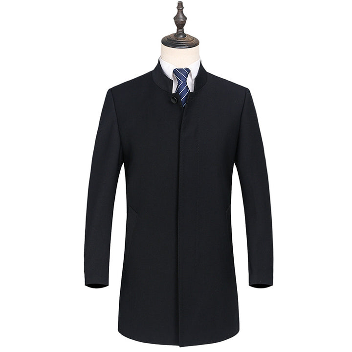 Men's stand-up collar coat made of fine wool blend single-breasted short coat Mune Fashion